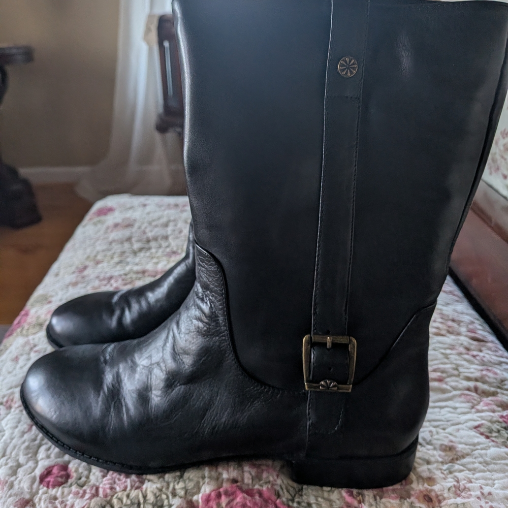 Black Leather Lower Calf Boots